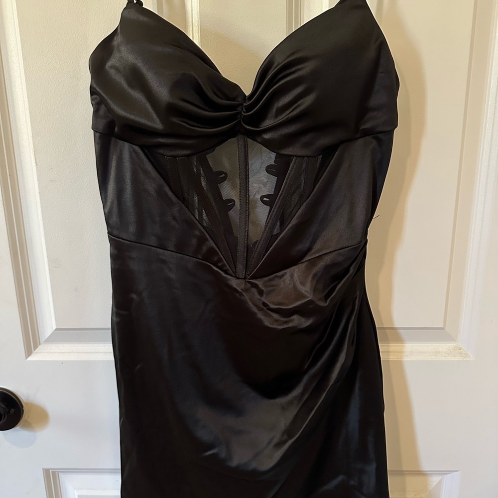 NWT Windsor Black Satin Mini Dress
